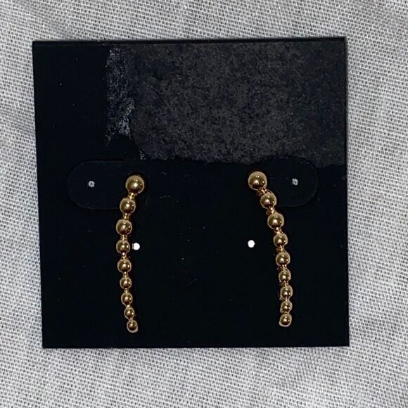 Noir Jewelry Gold Tone Linear Ball Earrings New - Picture 1 of 2